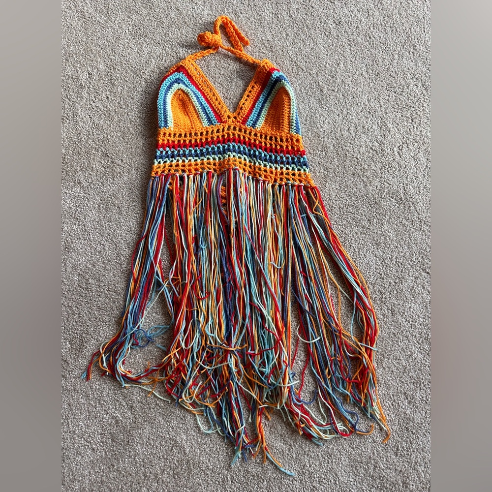 Never worn- crochet colorful top